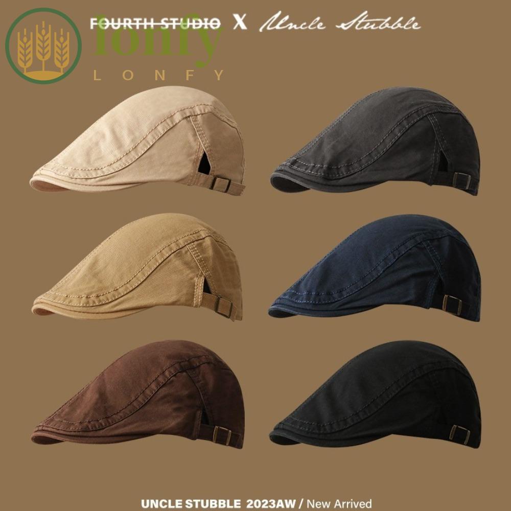 LONFY Berets, Solid Color Anti-UV Painter Cap, Casual Retro England Hat Gift