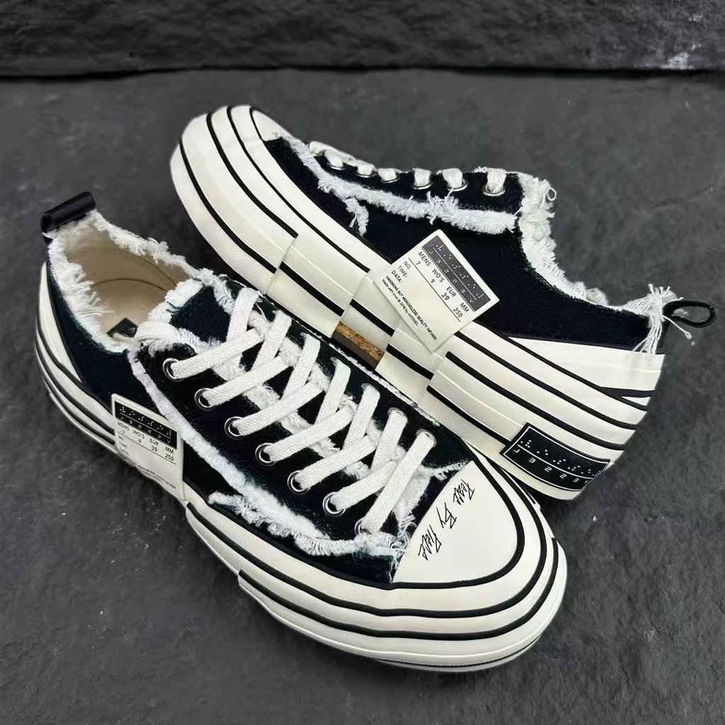 Wu Jianhao สไตล์ใหม่ xVessel GOP lows สีดําสีขาว Smile 2.0 Checkerboard หนาSoled Heightened Marshmal