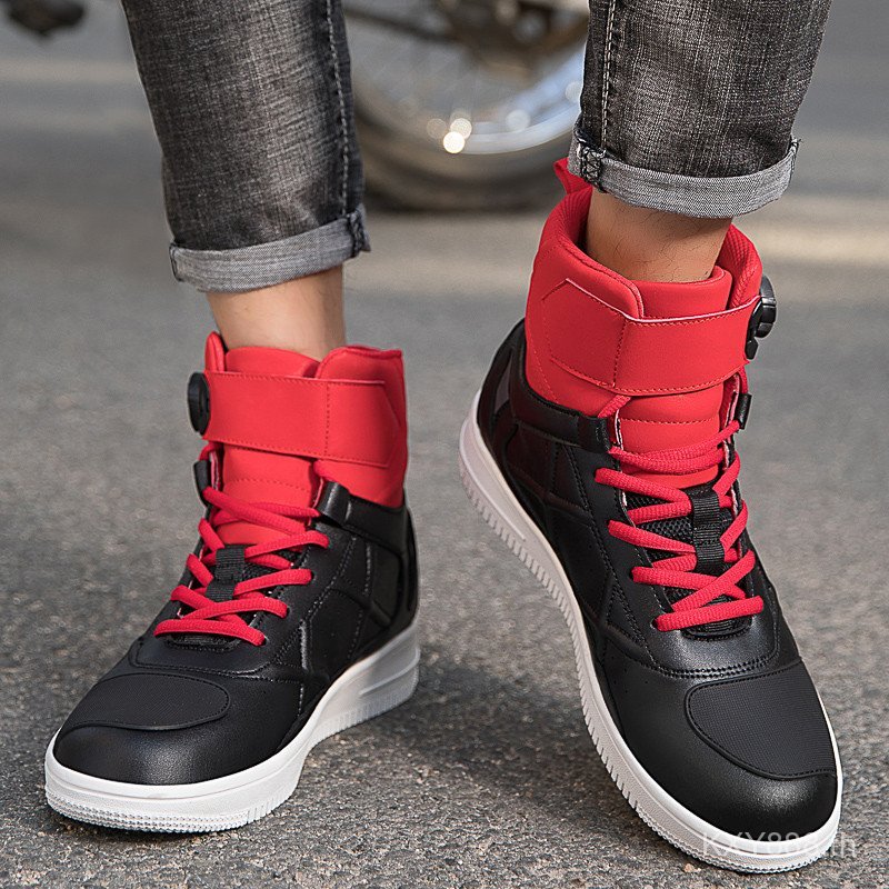 Fast Shipping รองเท้าขี่รถจักรยานยนต์ผู้ชายรองเท้าผ้าใบ Racing รองเท้าบูทสั้นหนังขี่รองเท้า OQ8X