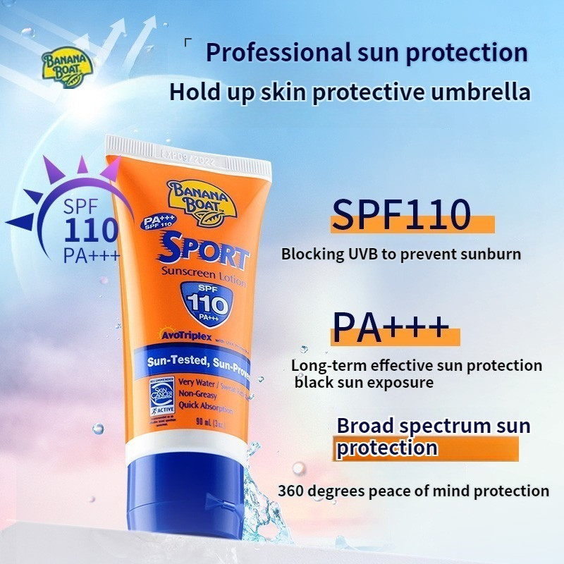 ครีมกันแดด Banana Boat Sport 90g SPF 110 PA+++ ครีมกันแดดกันน้ําไม่เหนียวเหนอะหนะสําหรับใบหน้าและร่า