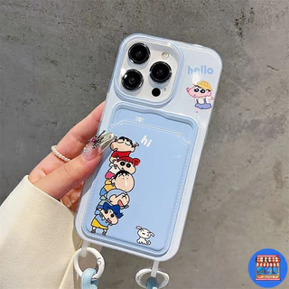 ส่งในพื้นที่ เคสสำหรับไอโฟน16 คู่ชินจานNe เคสช่องใส่การ์ดสายข้อมือ For iPhone17 16 11 12 13PROMAX 14 15PLUS 7/8 SE2 XSXR