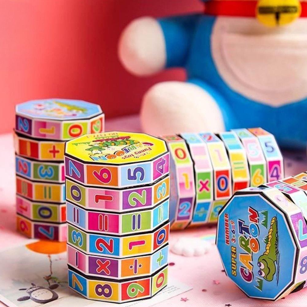 เด็กคณิตศาสตร์ Rubik Cube ของเล่นทรงกระบอกเด็ก Digital Cube การศึกษา Rubik Roller Cube O9z3