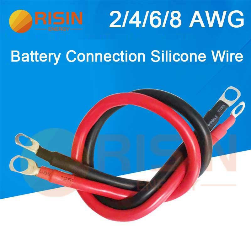 Risin 50 มม.0AWG 1AWG 2AWG สายแบตเตอรี่กระแสไฟสูงลวดซิลิโคนสายเชื่อมต่อไฟเริ่มต้น