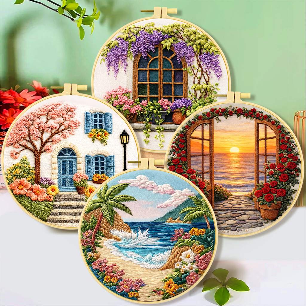 DIY ชุดเย็บปักถักร้อยทําด้วยมือที่ยังไม่เสร็จ Scenic ภูมิทัศน์ Wall Decor ของขวัญสร้างสรรค์