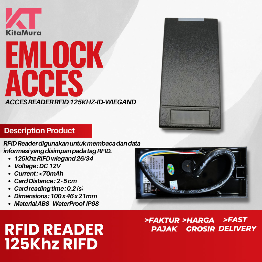 เครื่องอ่าน RFID Wiegand Mifare IC 13.56 MHz - WG 26.34