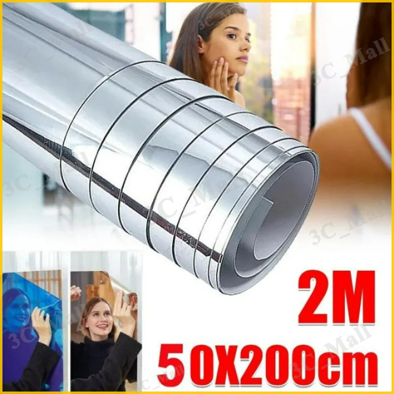 50x200cm กระจกแผ่น กระจกพลาสติก สำหรับติดผนัง มีกาวในตัว กระจกติดผนัง กระจกความละเอียดสูง, สติ๊กเกอร