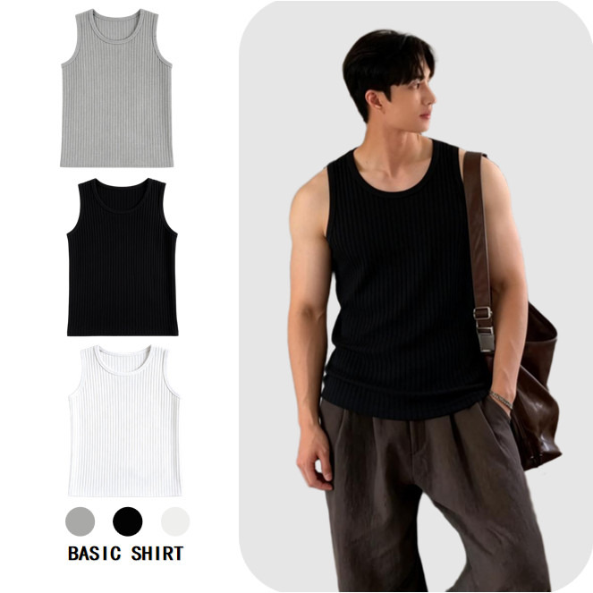 M - 3XL เสื้อแขนกุดผู้ชาย เสื้อแขนกุดลําลอง ทรงหลวม เข้ากับทุกการแต่งกาย แฟชั่นฤดูร้อน สไตล์เกาหลี เสื้อกล้ามผู้ชาย