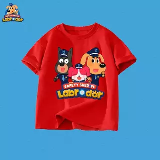 [COD]XK2 พร้อมส่ง เสื้อยืดเด็ก นายอำเภอลาบราดอร์ Sheriff Labrador Kid‘T-shirt พิมพ์ลาย แขนสั้นท็อปส์+New เสื้อผ้าเด็ก