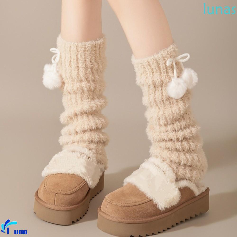 LUNASOL Furry ขาอุ่น Cherry Plush Ball แบบญี่ปุ่น สำหรับสาวสไตล์ Lolita Harajuku ขนาด 42 ซม.