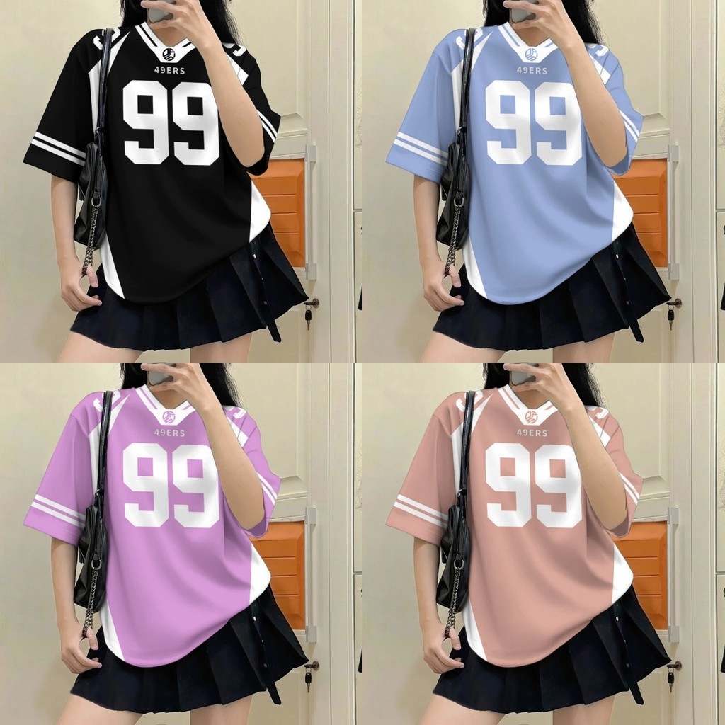 ฟรีชื่อที่กําหนดเองและหมายเลขNO.99/00 Retro Collar Jersey สไตล์เกาหลีผู้ชายและผู้หญิงกีฬาเสื้อยืด 3D