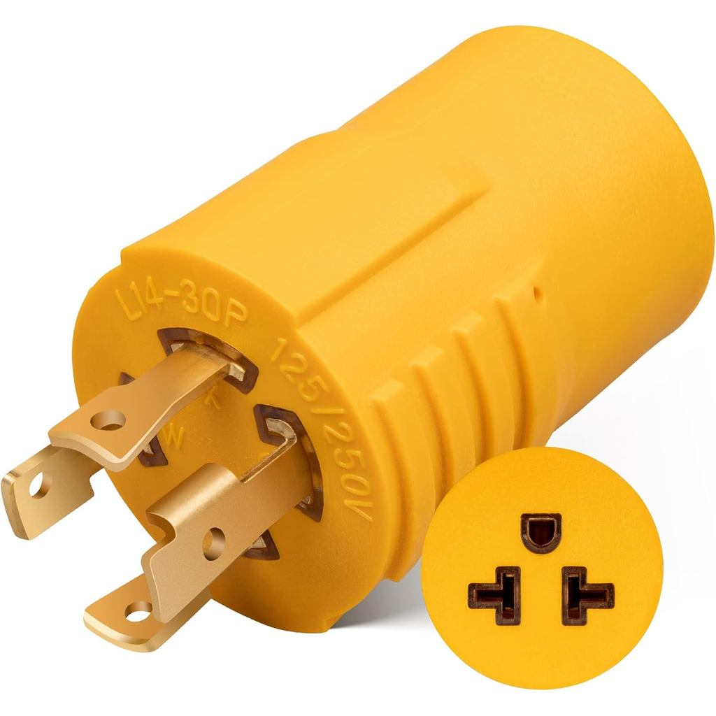 MECMO 30 Amp ถึง 20 Amp 240V เครื่องกําเนิดไฟฟ้าอะแดปเตอร์จ่ายไฟ NEMA L14-30P ถึง 5-15/20R หรือ 6-15