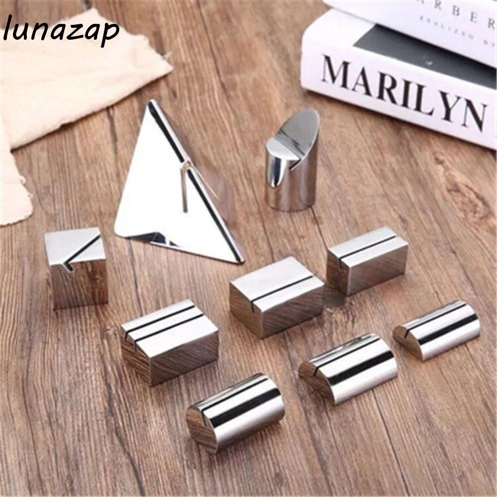 LUNAZAP Mute Memo Holder, Stainless Steel Funny Card Holder, Display Stand Solid Creative Label Hold