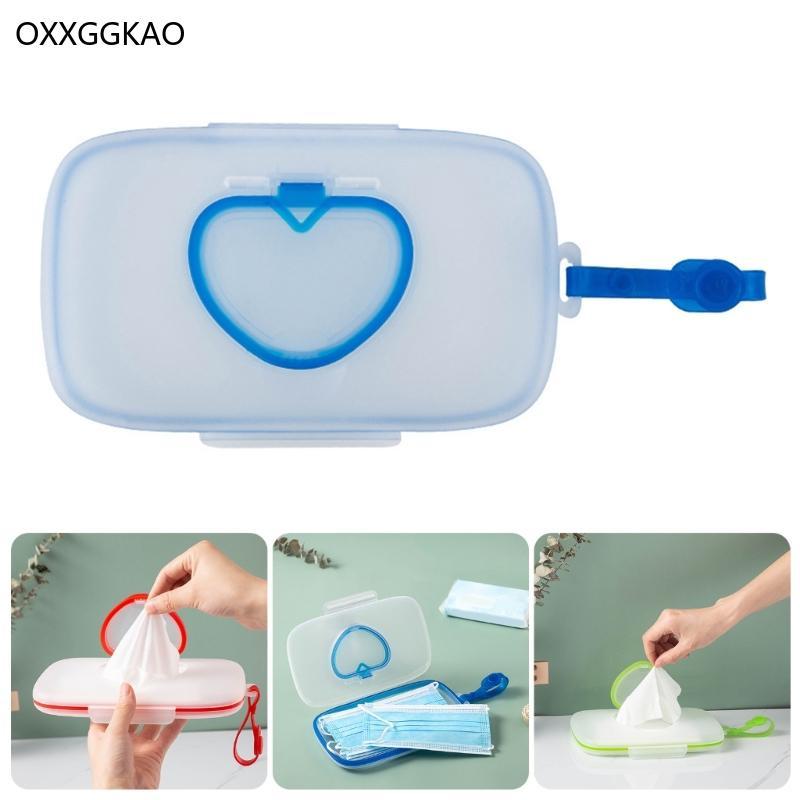 OXXGGKAO กล่องเก็บผ้าเช็ดทําความสะอาดแบบพกพาเนื้อเยื่อเปียกผู้ถือพร้อมที่จับที่ปลอดภัยง่ายพกพากระดาษ