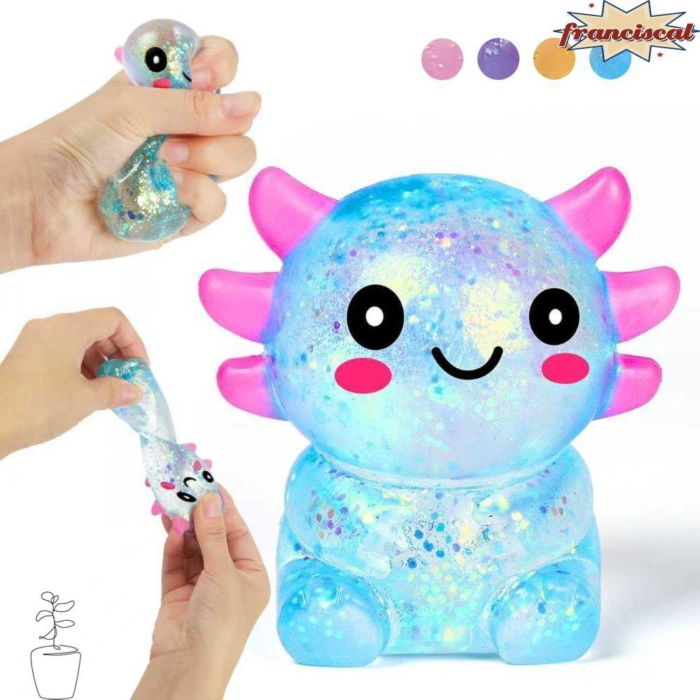 FRANCISCAL Squishy Stress Glitter, Glitter Sugar Filled Axolotl Squishy ของเล่น, Soothing Texture รู