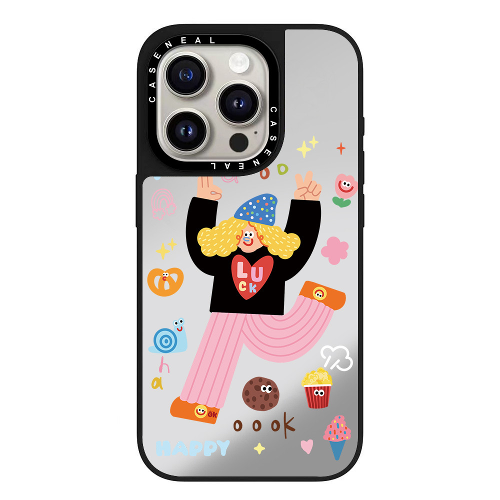 CASENEAL Graffiti Happy Girl คุณภาพสูงกระจกเคสโทรศัพท์เหมาะสําหรับiPhone 17ProMax 17pro 17 air 16promax 16 15promax 15 14promax 13 13Promaxแฟชั่นAnti Drop Hard Case ราคา ถูกที่สุด ดีลบีเคเค แกลเลอรีภาพที่ 5
