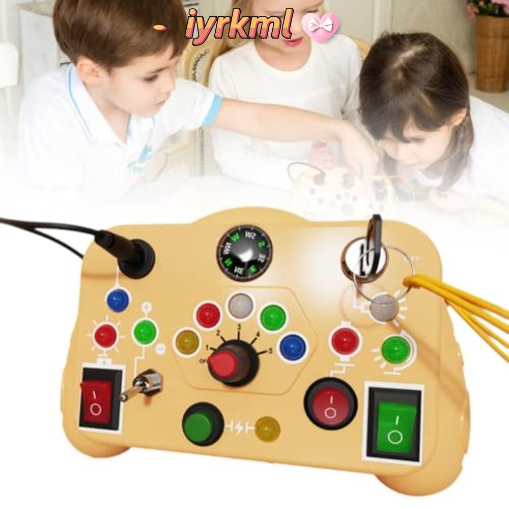 IYRKML เด็ก Sensory Board สวิทช์ของเล่น, LED ปุ่มสวิทช์ซ็อกเก็ต Busy Board Sensory ของเล่น,การศึกษาก่อนวัยเรียน Montessori Interactive Board ของเล่นท่องเที่ยว