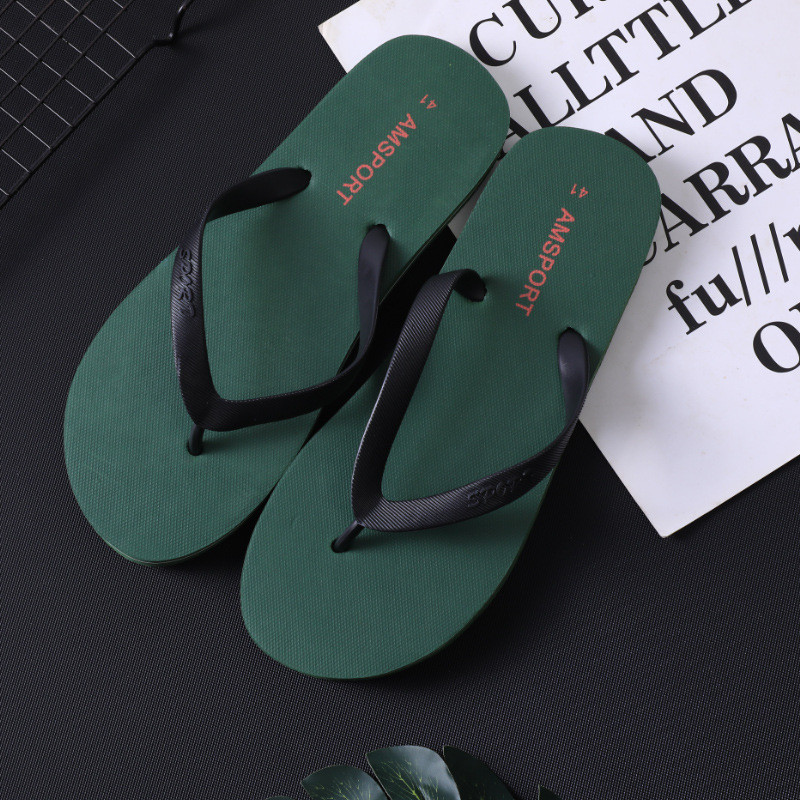 Flip-Flops ผู้ชาย All-Match หล่อ Dirt-Resistant Anti-Slip ระงับกลิ่นกายรองเท้าชายหาดที่เรียบง่าย LYA