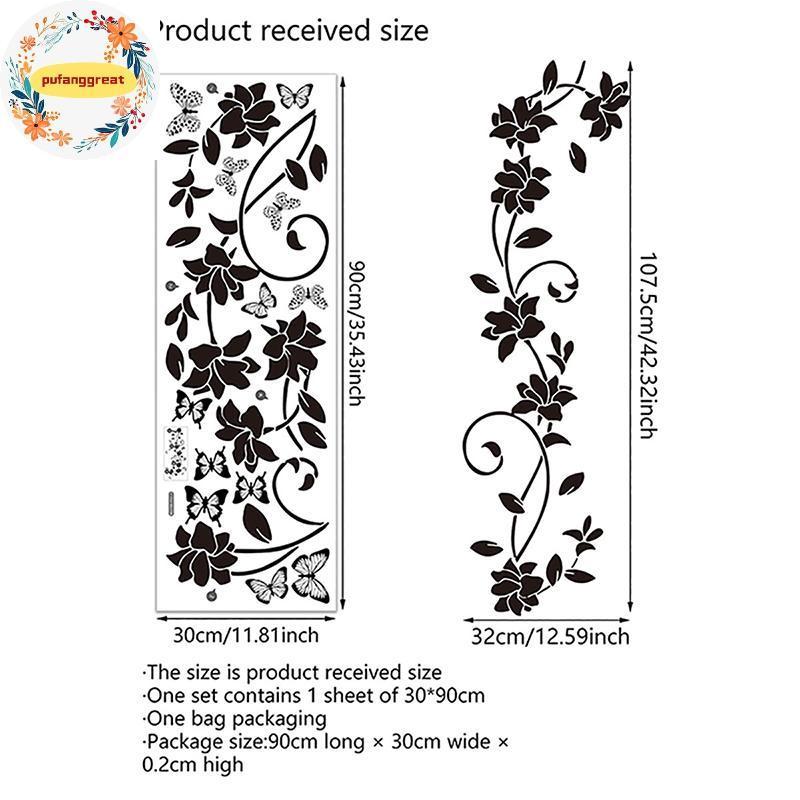 Pufanggreat Floral Iris Vine Mirror Glass Stier ตกแต่งบ้านห้องน้ํา Self-กาว Wall Stier TH