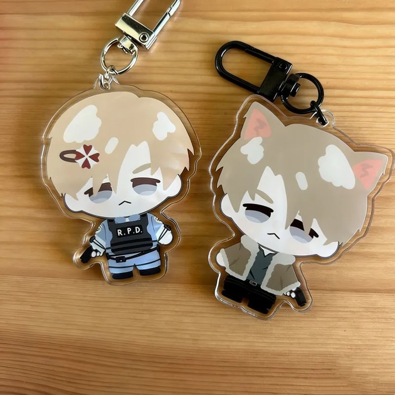 พวงกุญแจอะคริลิค Resident Evil Leon S Kennedy Chibi Sad Cat Boy ตกแต่งกระเป๋าเป้ กระเป๋า และอุปกรณ์เสริม พัดลมเกม Resident Evil