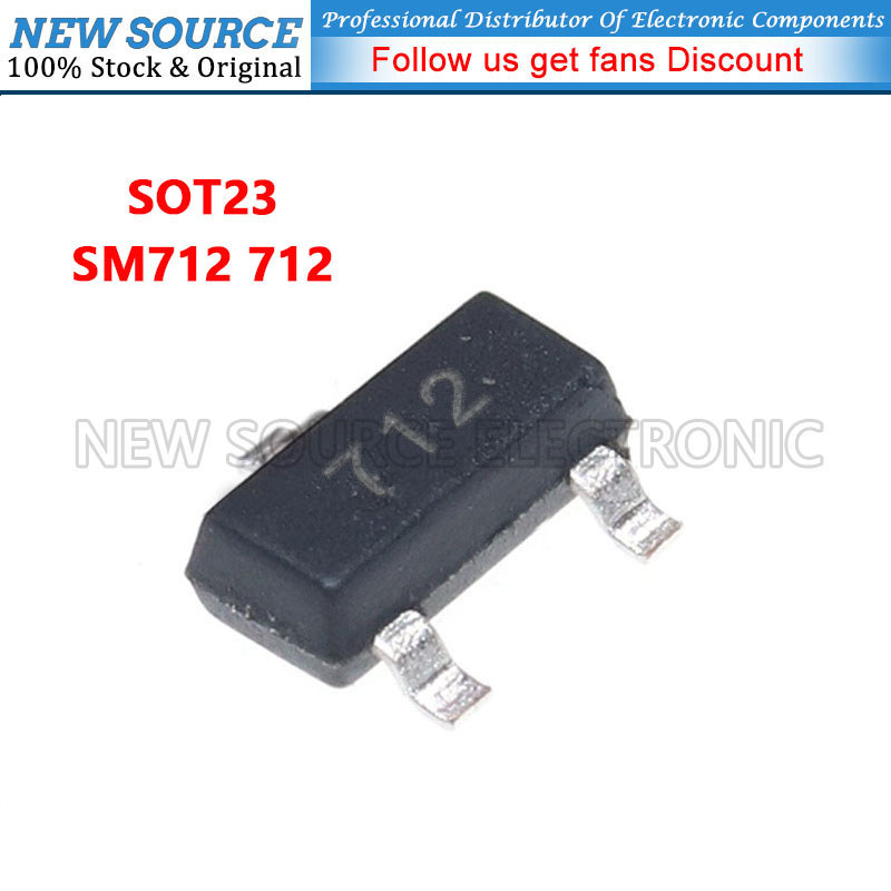 [5-50 ชิ้น] SM712 712 SOT23 ไดโอดป้องกันไฟฟ้าสถิตย์ Lightning และ ESD แหล่งใหม่