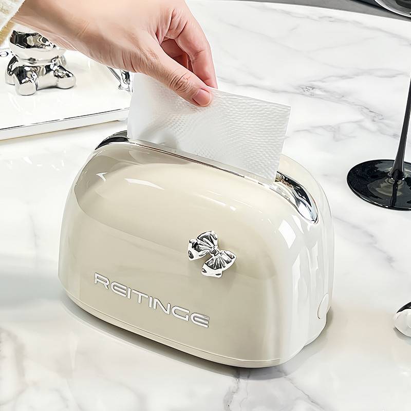 Cream Style Tissue Box Plastic Living Room Tissue Box Bathroom Bedroom Desktop Car Tissue Box dQ3D