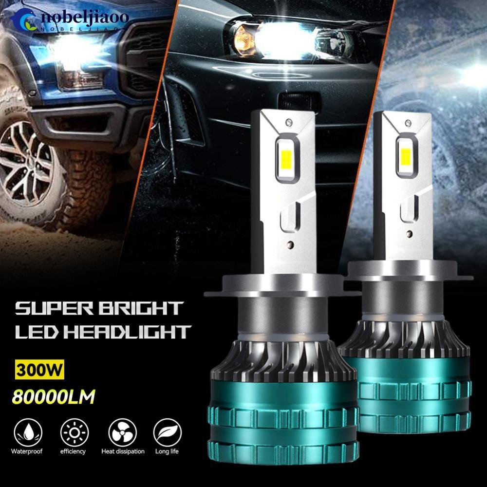 NOBELJIAOO 1 PC H1 H4 H7 H11 9005 9006 LED ไฟหน้ารถ LED โคมไฟสูงและต่ําหลอดไฟรถยนต์ 40000LM ไฟสีขาว 