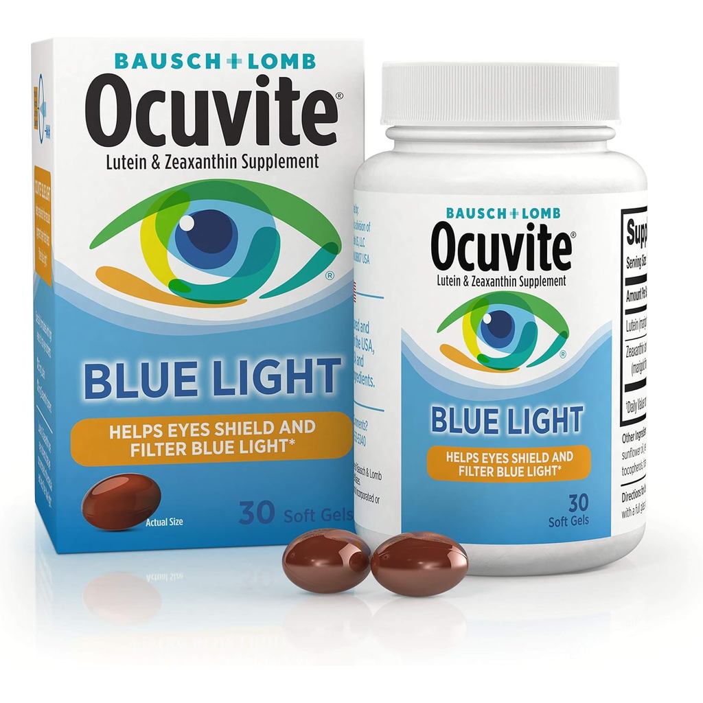 Ocuvite Blue Light Lutein & Zeaxanthin , วิตามินบํารุงรอบดวงตาสําหรับอาการปวดตา, รองรับสุขภาพ Vision