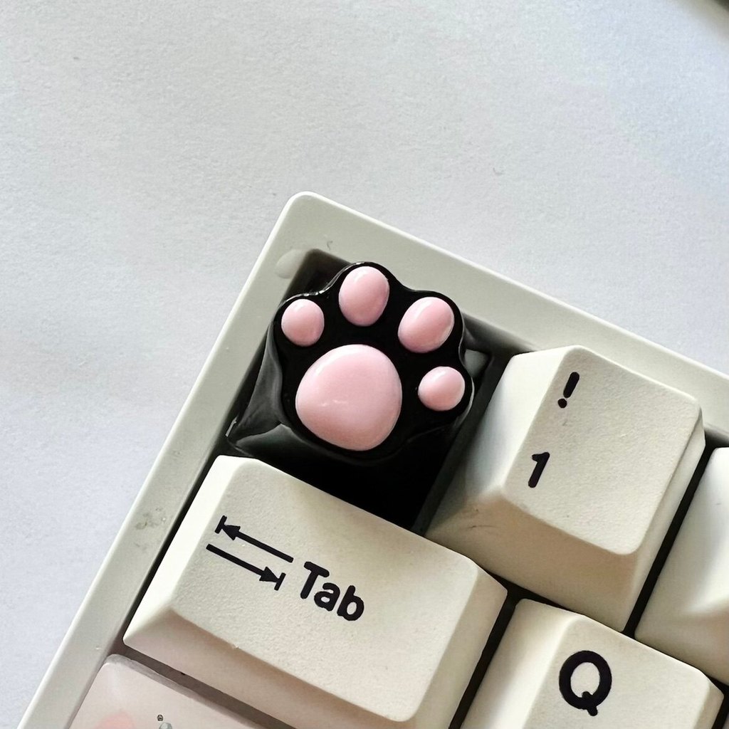 keycap keycap ไทย สีดําสีขาวแมว Claw Keycap เรซิ่นอีพ็อกซี่ที่ไม่ซ้ํากัน Keycap น่ารักเสริม Keycap ก