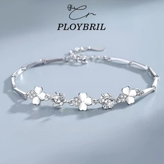 PLOYBRIL สร้อยข้อมือเงินแท้ Lucky Clover สร้อยข้อมือเพชร Moissanite สร้อยข้อมือผู้หญิง วาเลนไทน์ S030