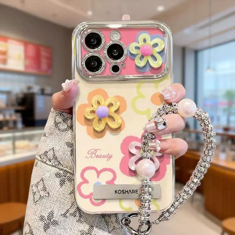 เคสโทรศัพท์ลายดอกไม้ ใช้ได้กับ iPhone 11/12/13/14/15Pro/17Pro/16ProMax, X/MAX/XR, 7/8P คุณภาพสูง สำหรับหน้าจอขนาดใหญ่