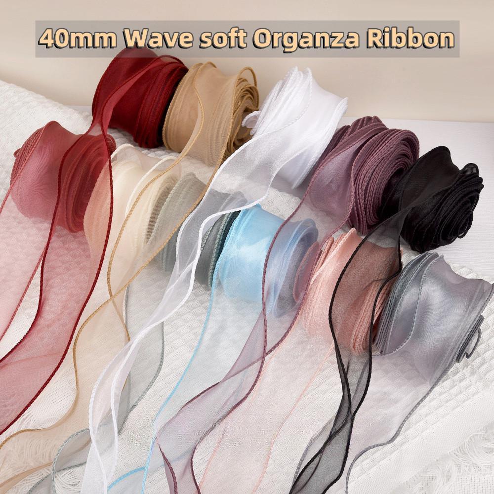 ล้างชีฟองริบบิ้น 40 มม. x 9 ม. Organza ริบบิ้นเหมาะสำหรับห่อของขวัญช่อดอกไม้และโบว์อุปกรณ์เสริมผม