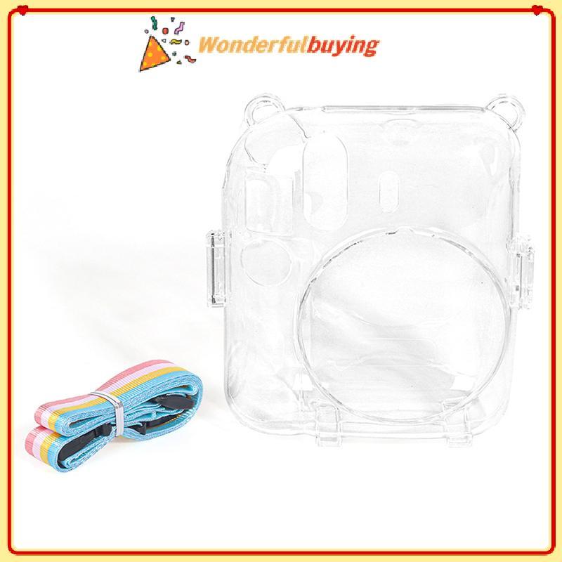 WBTH 1 PC คริสตัลเงากล้องสําหรับ Instax Mini 12 โปร่งใส Glitter กระเป๋าพร้อมสายคล้องสําหรับ Instax M