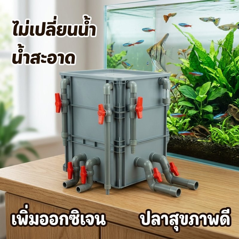 กล่องกรองตู้ปลา กรองน้ำตู้ปลา รักษาความสะอาดน้ำ เพิ่มออกซิเจน ปกป้องสุขภาพปลา หลายขนาด