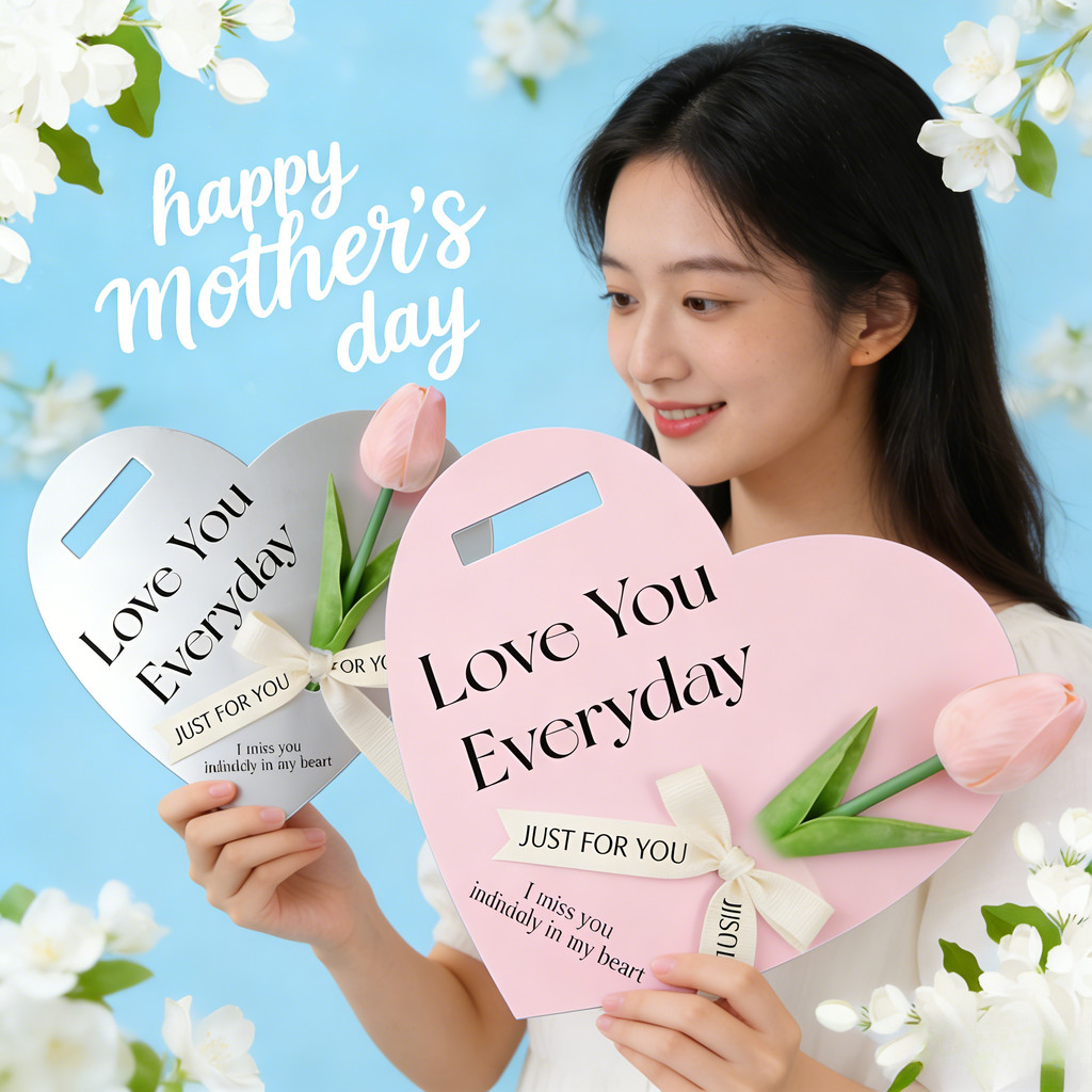 โรแมนติกรูปหัวใจมือ ผ้าแจ็คการ์ด การ์ดช่อดอกไม้วัสดุบรรจุภัณฑ์อุปกรณ์วันวาเลนไทน์