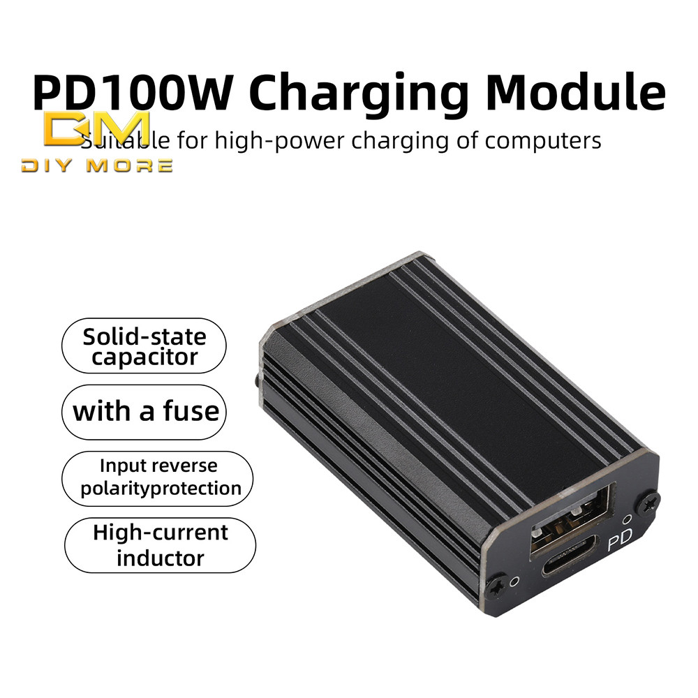 โมดูลชาร์จเร็ว DIYMORE PD 100W – เครื่องชาร์จในรถยนต์แบบสเต็ปดาวน์พร้อมตัวเก็บประจุแบบ Solid-State รองรับการชาร์จกําลังสูง PD (DC 9V–24V)