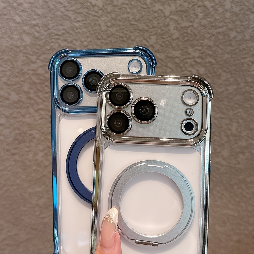 ใหม่ ตัวยึดแม่เหล็กถุงลมนิรภัยสี่มุมเคสโทรศัพท์เหมาะสําหรับ ไอโฟน 17 มือโปร สูงสุด, สามารถ 360°ขายึดปรับมุมได้หลายมุมเข้ากันได้กับ iPhone 17 16 15 14 13 12 11 Plus Pro Max 17Air