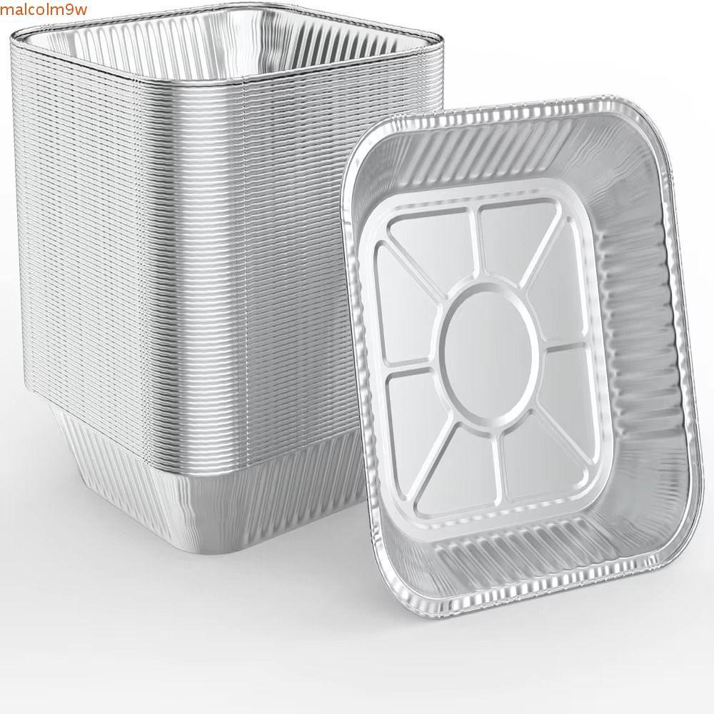 SCOPE 30 ชิ้นอลูมิเนียมฟอยล์ถาดอบ, 6/7/8/9 นิ้ว Non-Stick Air Fryer กระทะ, อุปกรณ์ครัวสแควร์นํากลับม