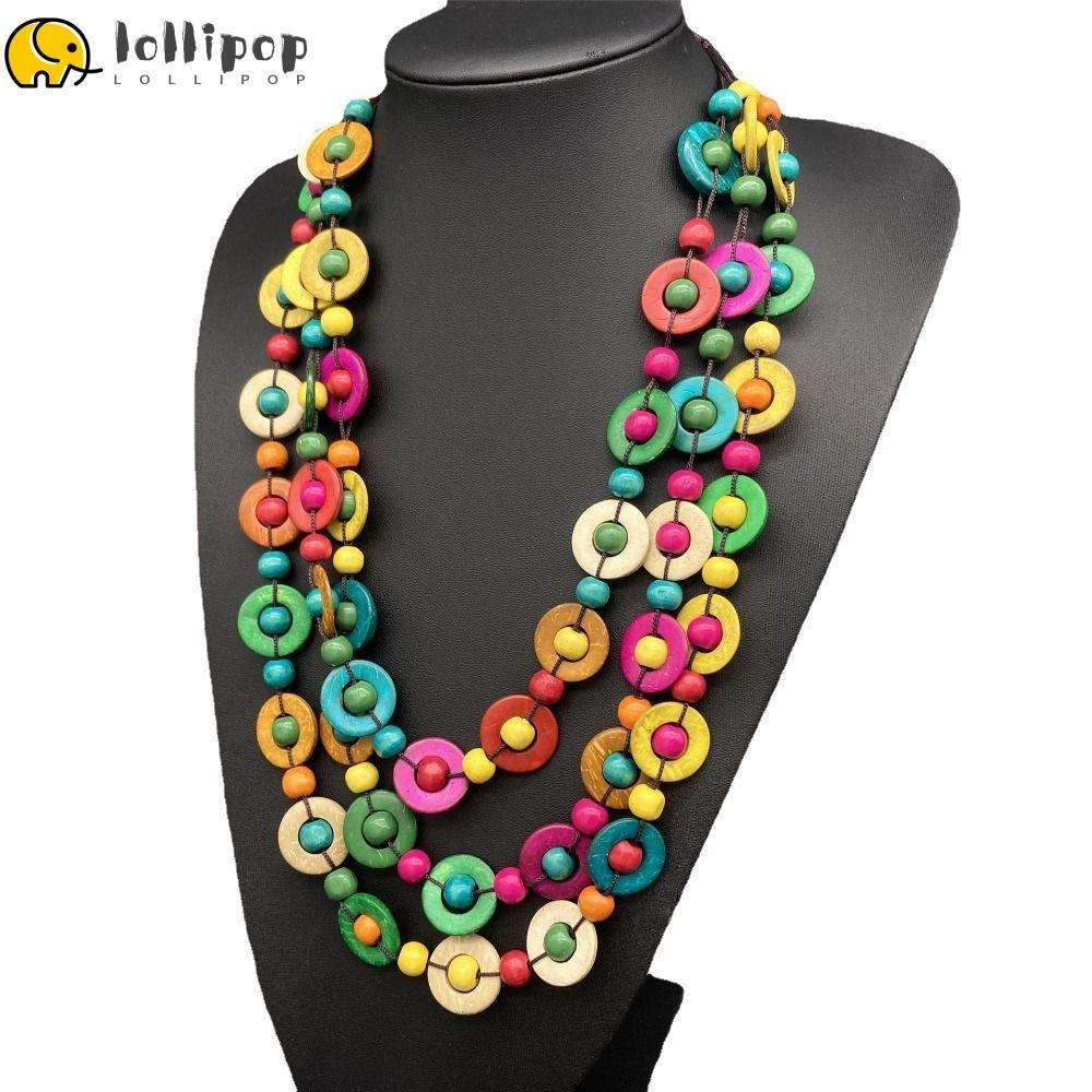สร้อยคอไม้แฮนด์เมด Statement Bib Bead