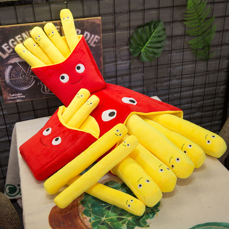 French Fries หมอนของเล่นการ์ตูน Burger หมอน Plush ของเล่นตุ๊กตาการถ่ายภาพ Props หมอนโซฟา W26.04.01 0