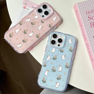 ✨จัดส่งฟรีในพื้นที่✨เคสโทรศัพท์ใสกระต่ายน้อยสีขาวน่ารักเหมาะสำหรับ iPhone16 15 14 ProPLUS 13 12 11 PROMAX เคสป้องกัน TPU