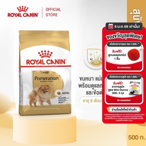 Royal Canin Pomeranian Adult 500g อาหารเม็ดสุนัขโต พันธุ์ปอมเมอเรเนียน อายุ 8 เดือนขึ้นไป (Dry Dog Food, โรยัล คานิน)