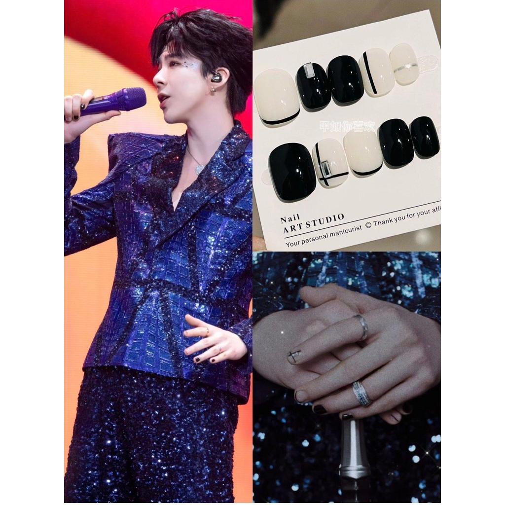 Liu Yuning Beijing Concert สีดําสีขาวสีคมชัดสวมเกราะสั้น Simple Liu Yuning ปักกิ่งคอนเสิร์ตดาวสีดําแ