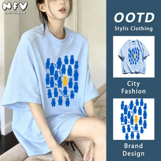 NFV พร้อมส่ง✨การพิมพ์แบบเรียบง่าย เสื้อยืดทรงหลวมสำหรับฤดูร้…