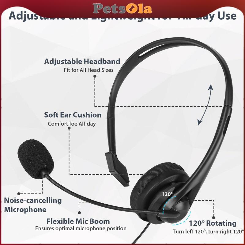 [PETSOLA] HEADSET HEADPHONE พร้อมไมโครโฟน + การควบคุมระดับเสียงสําหรับ PC LAPTOP NOISE CANCELLING