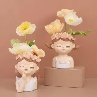 Form & Art 1/4PCS น่ารัก Fairy ดอกไม้หม้อเรซิ่นรูป Planter ดอกไม้หม้อสําหรับพืชเรซิ่นเครื่องประดับสําหรับ Desktop Home Office Decor FA