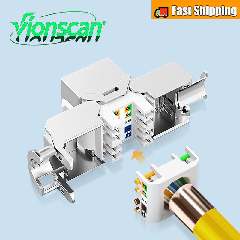 Vionscan Cat6a Cat7 Cat8 Keystone แจ็คเครื่องมือ-Less, RJ45 สังกะสีอัลลอยด์โมดูล Shielded Keystone แจ็ค