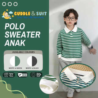 Polo Sweater Anak Laki-Laki Perempuan 0-5 Tahun Unisex Motif Lurus Lembut CUDDLE AND SUIT Tebal Adem