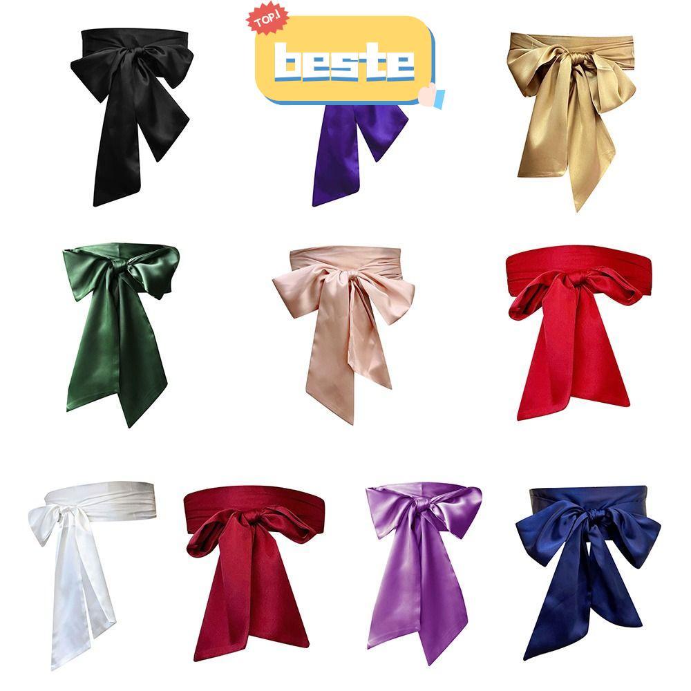 เข็มขัดเอวโบว์ผ้าไหม satin สำหรับเจ้าสาวและผู้หญิง พร้อมผ้าริบบิ้นและสามารถปรับแต่งเองได้