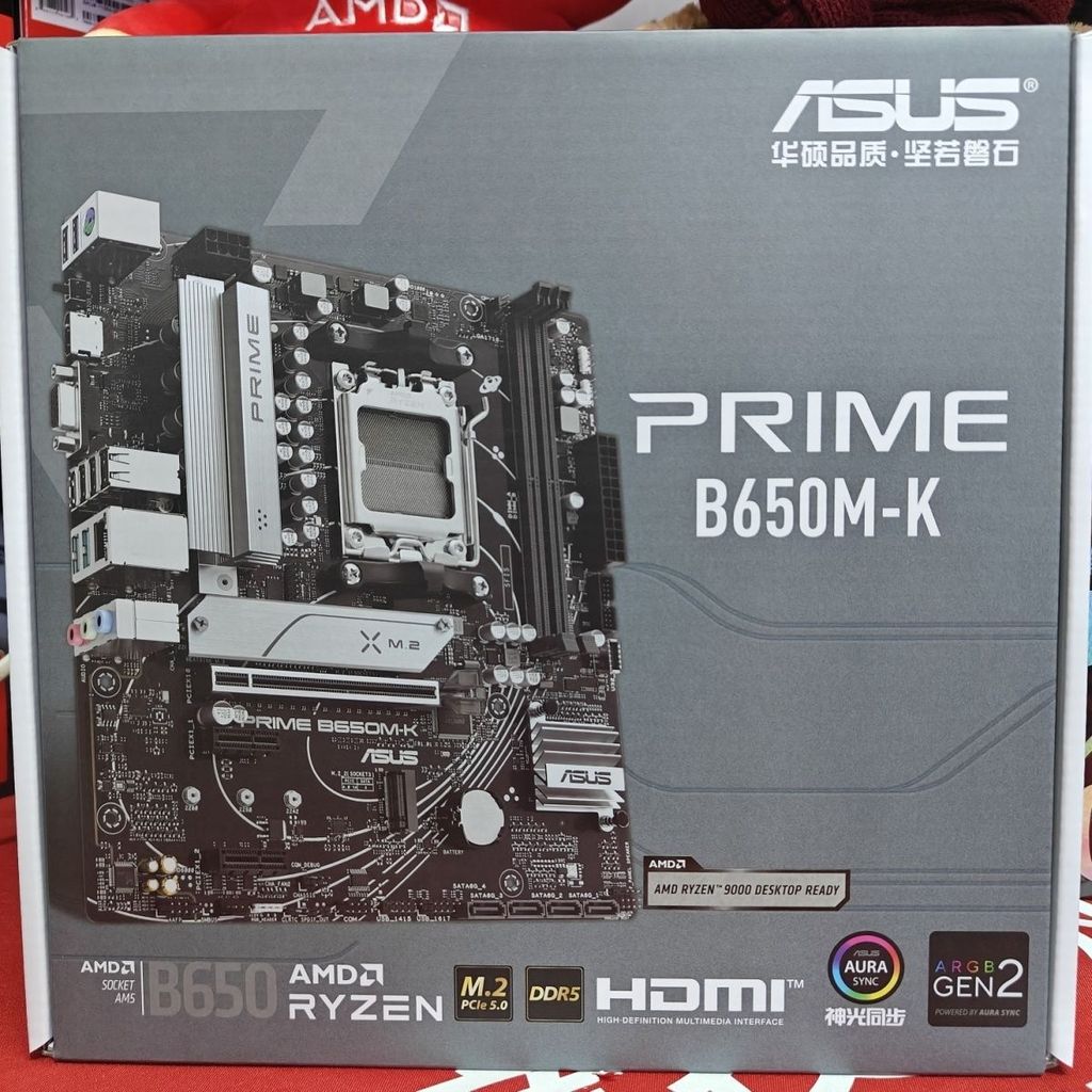 เมนบอร์ด AMD Asus B650M-K ชนิดบรรจุกล่อง DDR5 รองรับ CPUR59600X/9700X/7800X3D
