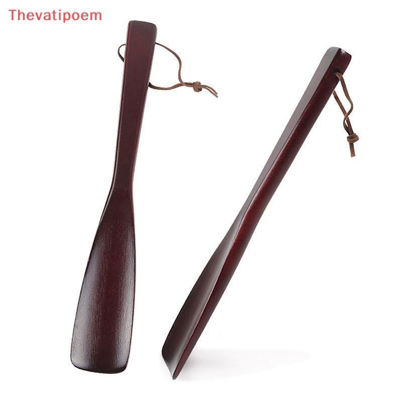 [Thevatipoem] แตรรองเท้าไม้ที่จับยาวแบบยืดหยุ่น Shoehorn อุปกรณ์ยกรองเท้าที่มีประโยชน์ HOT
